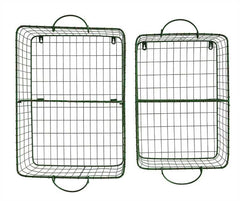 Green Metal General Store Cubbie Shelves, Set of Two
