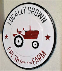 Round Metal FRESH FROM THE FARM Farmer's Market TRACTOR  Sign