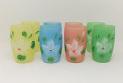 Rare Vintage 1950's Hocking Glass Frosted Gay Fad Tumblers, Set of 8