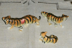 Set of 3 VINTAGE BONE CHINA MINIATURE TIGER Figurines, Made in Japan