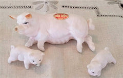 VINTAGE BONE CHINA MINIATURE PIG, PIGLETS, Set of 3 Figurines, MIJ