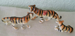 Set of 3 VINTAGE BONE CHINA MINIATURE TIGER Figurines, Made in Japan