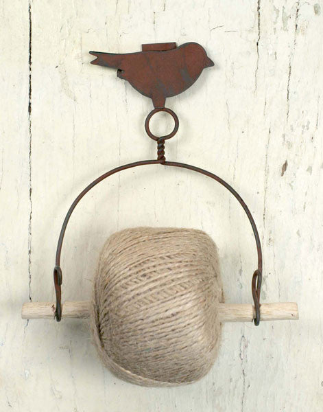 Wall Mounted Rustic French Garden Bird Twine Holder with Jute Roll