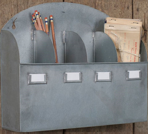 Rustic Industrial Galvanized Arched Top Cubbie Wall or Desk Organizer