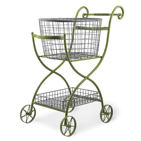 Glory & Grace Vintage Inspired Laundry Cart, Removable Wire Baskets