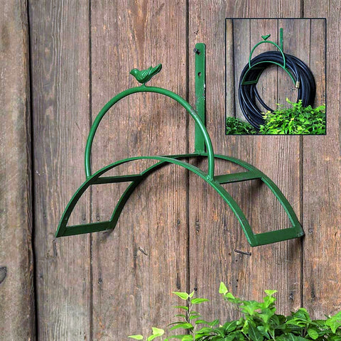 Songbird Vintage Green Garden Hose Reel Rack