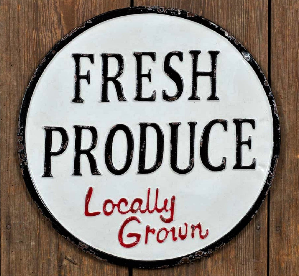 Round Metal Farmhouse Farmer's Market FRESH PRODUCE Sign