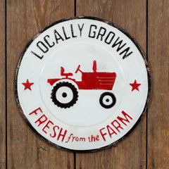 Round Metal FRESH FROM THE FARM Farmer's Market TRACTOR  Sign