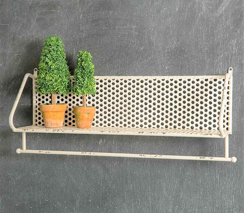 French White Industrial Farmhouse Perforated Metal Towel Bar Shelf