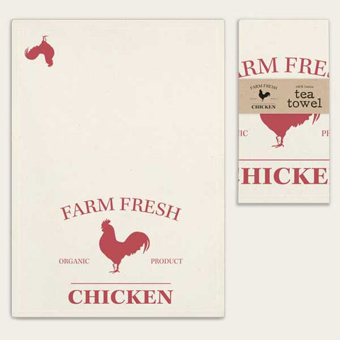 Farm Fresh Chicken Feedsack 100% Cotton Kitchen Tea Towels, Set of Two