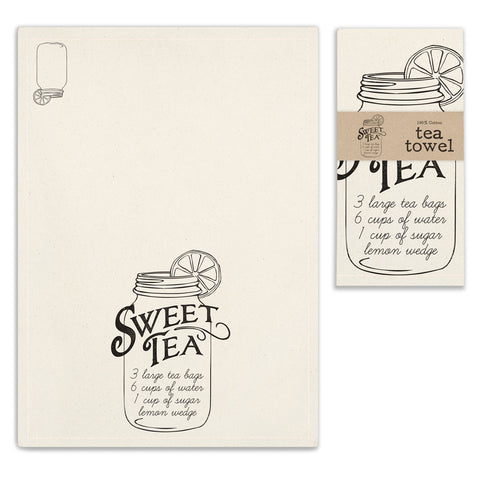 Sweet Tea Print Feedsack Cotton Kitchen Tea Towels, Set of Two