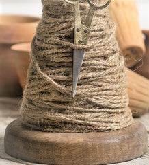 Wooden Spindle Twine Holder with Twine and Scissors
