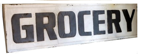 Huge 56" Vintage Inspired Embossed Metal GROCERY Sign