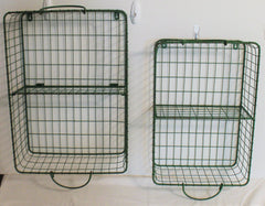 Green Metal General Store Cubbie Shelves, Set of Two