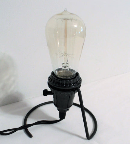 Primitive Industrial Wire Base Accent Lamp with Edison Bulb