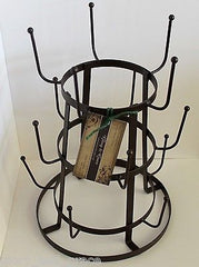 DuChamp Inspired Rustic French Iron Wine Bottle Tree Glass Mug Dryer Rack