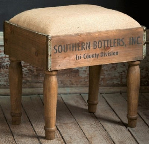 Rustic Southern Industrial Wood Bottle Crate Footstool