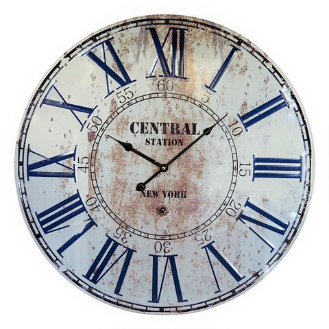 Distressed Metal Central Station Roman Numeral Wall Clock