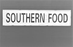 Black on White Embossed SOUTHERN FOOD Metal Sign