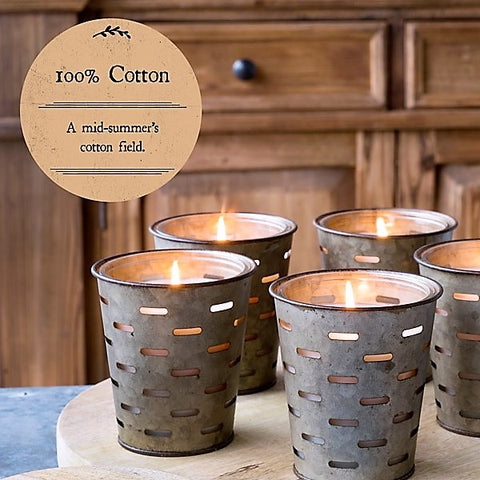 Olive Bucket Candle, 100% COTTON Fragrance