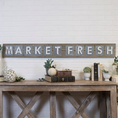 Reclaimed Wood and Metal MARKET FRESH Word Art Sign